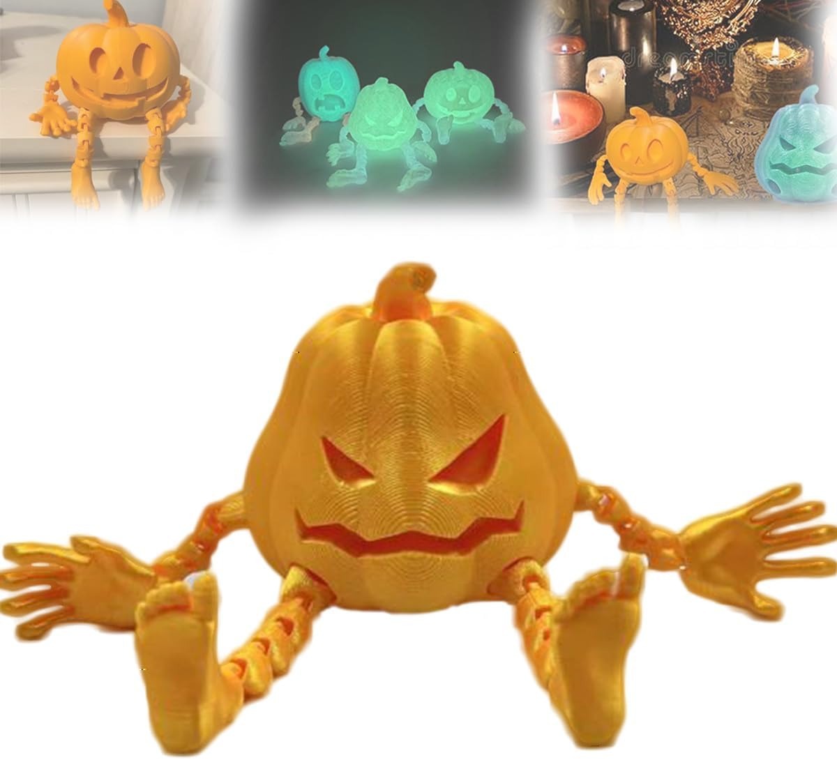 Halloween hit 3D printed pumpkin Printed Articulated Pumpkin Desk Decor_voghion.com