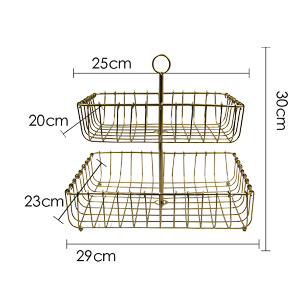 Transfronterizo nórdico cesta de fruta de hierro hogar snack fruta plato fruta cesta decoración in estilo bandeja de doble capa