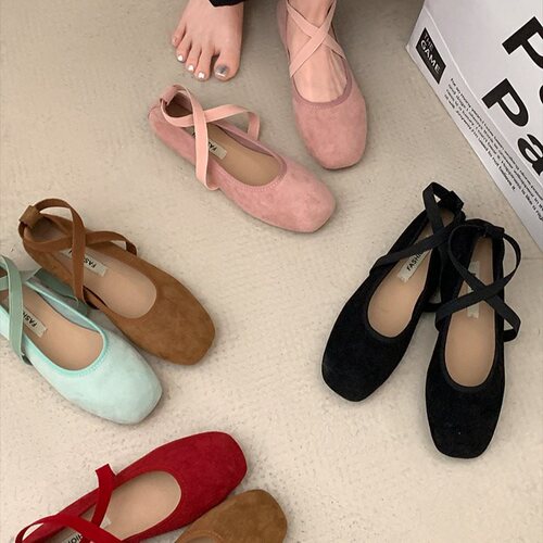 Mary Jane shallow mouth flat shoes with skirt 2025 women's temperament summer soft soles pink fashionable ballet