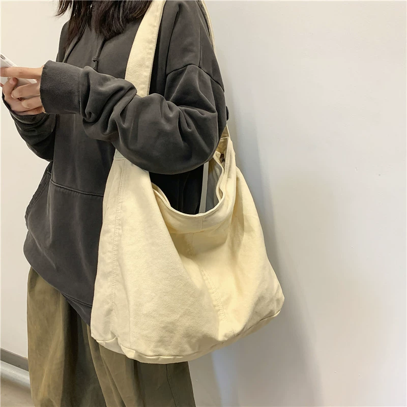 Capacious shopping bag, shoulder bag, one-shoulder bag, Japanese and Korean