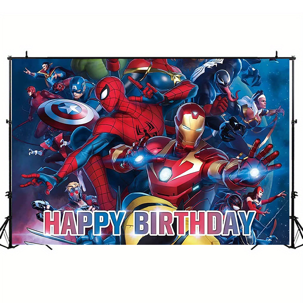 (2개) 어벤저 스 태피스트리 배경 마블 영웅 사진 배경 장식  생일 파티