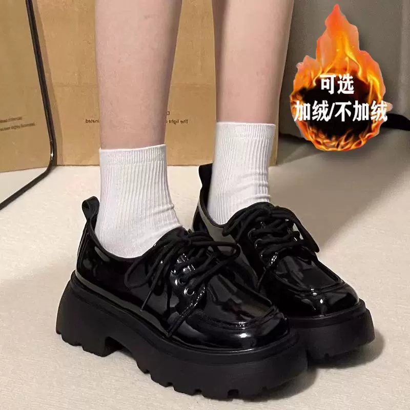 辣妹厚底小皮鞋女ins潮英伦学院风2025新款增高百搭日系jk单鞋子