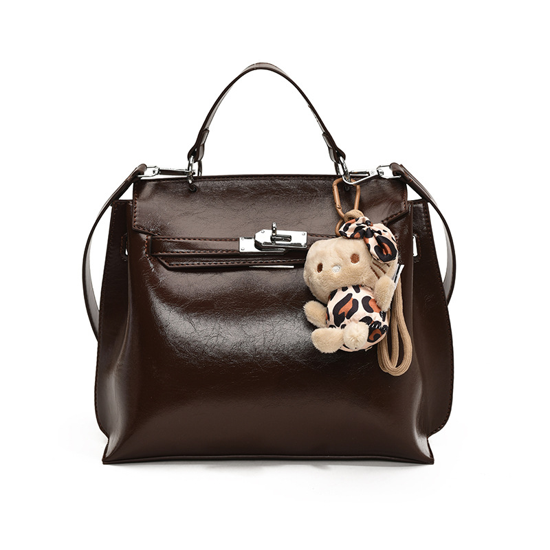 Bolso de mano retro, bolso de platino de piel de cera de moda, nuevo tipo de mujer transfronteriza, alta calidad, mochila versátil.