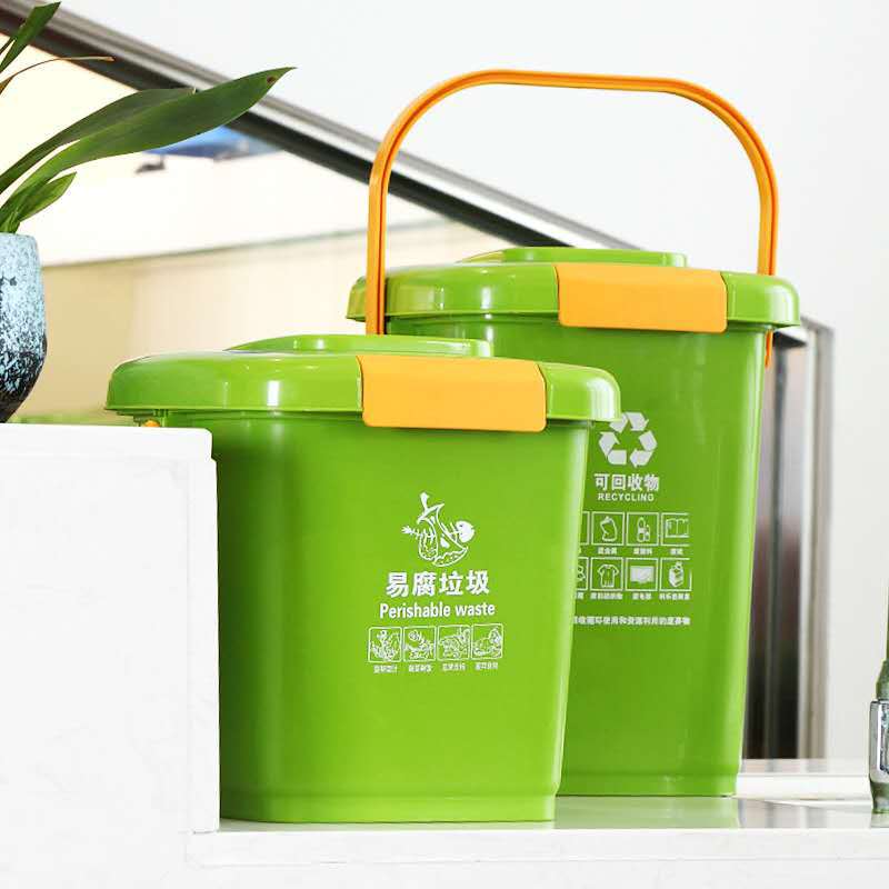 Desktop Kitchen Waste Sorting Trash Can Home Use Portable Fermentation Seal Deodorant Wet Dry Separation Green Gray