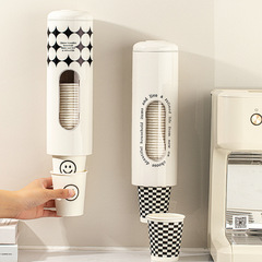 辦公室一次性取杯器奶油色壁掛飲水機自動取杯架紙杯收納置物架子