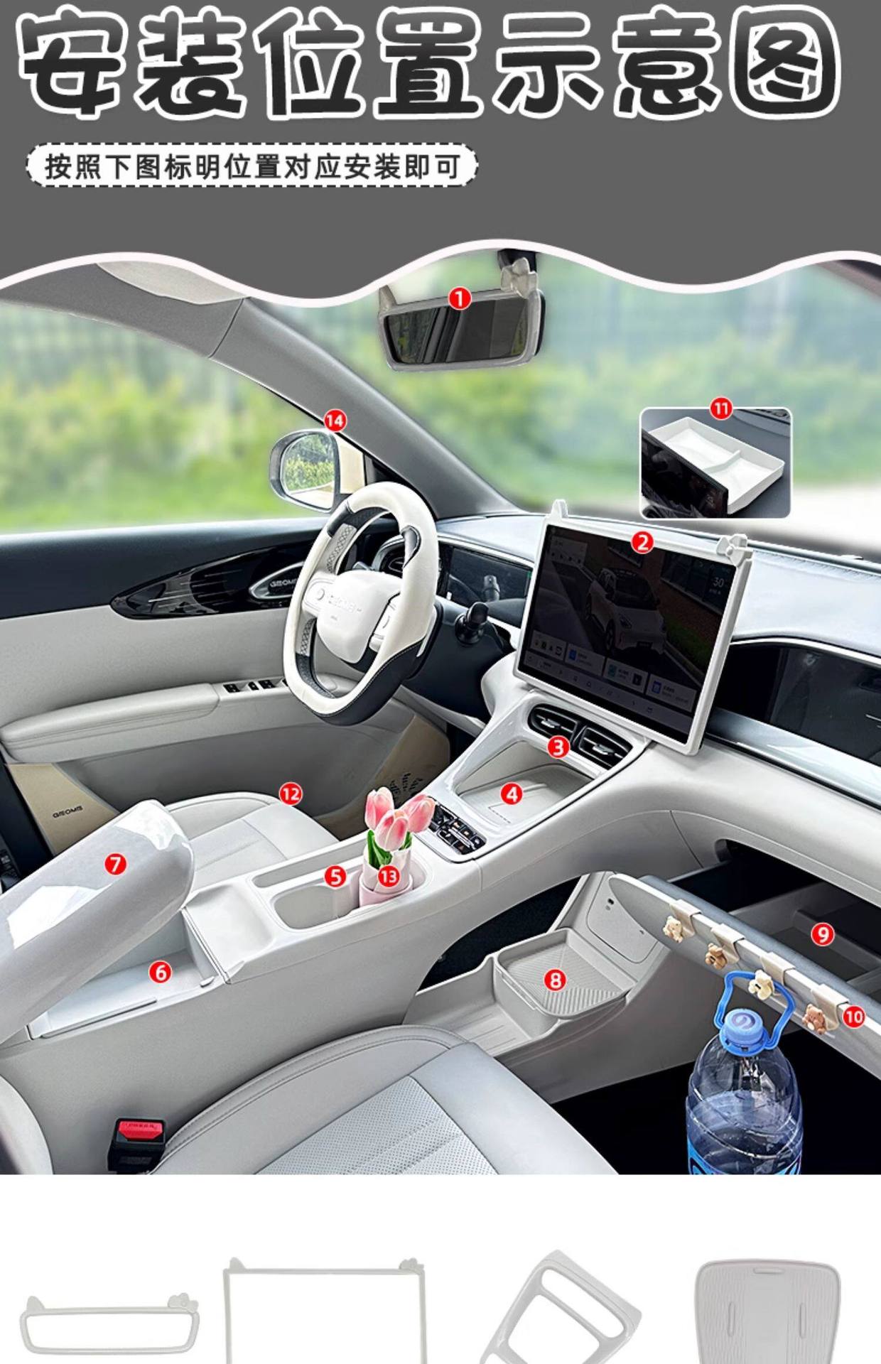 Suitable for Geely Xingyue Central Control Storage Box, Car Interior Decoration Accessories, Armrest Box Storage Box, Partition Storage Accessories