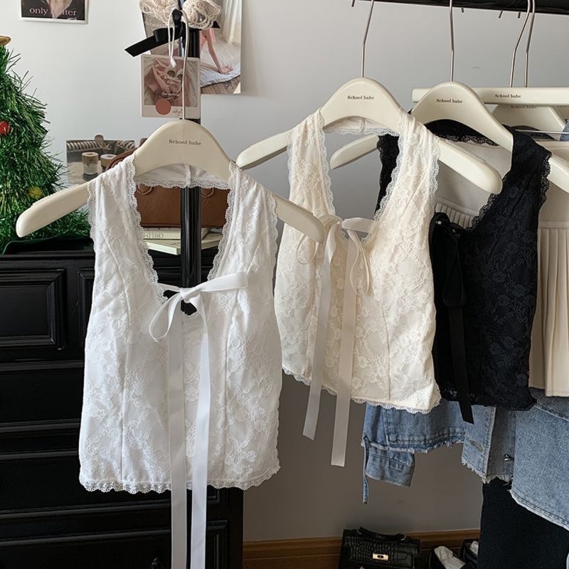 Pure Desire 2025 Camisole Halter Neck Beautiful Back Lace Strap Bow Vest Bottoming Wear Tube Top Pure Desire 2025 Camisole Halter Neck Beautiful Back Lace Strap Bow Vest Bottoming Wear Tube Top