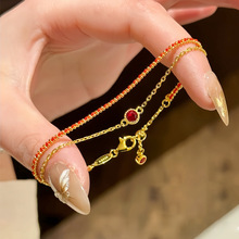 红色闪钻双层编织红绳手链轻奢高级感手绳女新中式本命年马年手饰