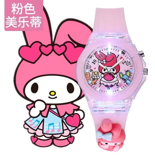 Wholesale primary school children's watches new cartoon colorful flashing luminous watch doll silicone electronic watch