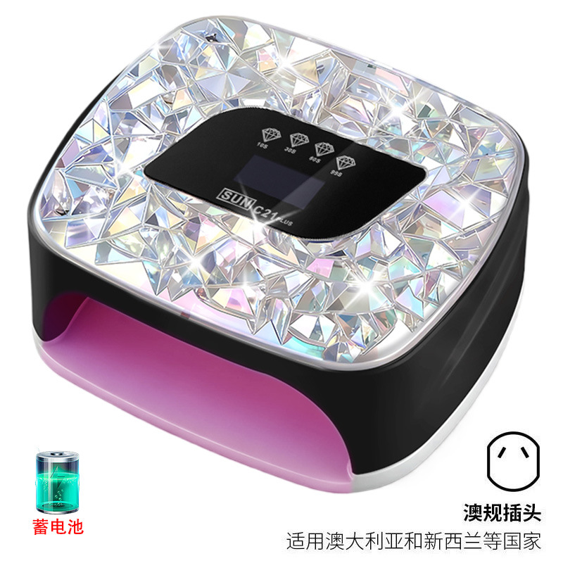 Lámpara de manicura de almacenamiento de doble fuente de luz inteligente de manicura de secado rápido UV doble fuente de luz de diamante de manicura de luz de larga duración