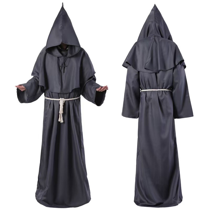 Lide 中世の僧侶の服ウィザード司祭 cos 服ハロウィン死のローブコスプレロールプレイング服|undefined