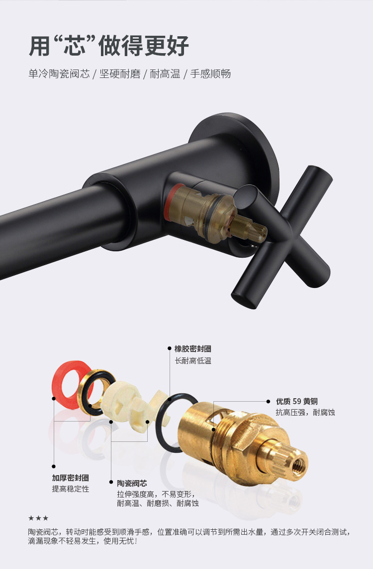 Cross-border e-commerce black wall-mounted all-copper single-cooling faucet, extended washbasin, bathroom, balcony washbasin, 4 points undefined