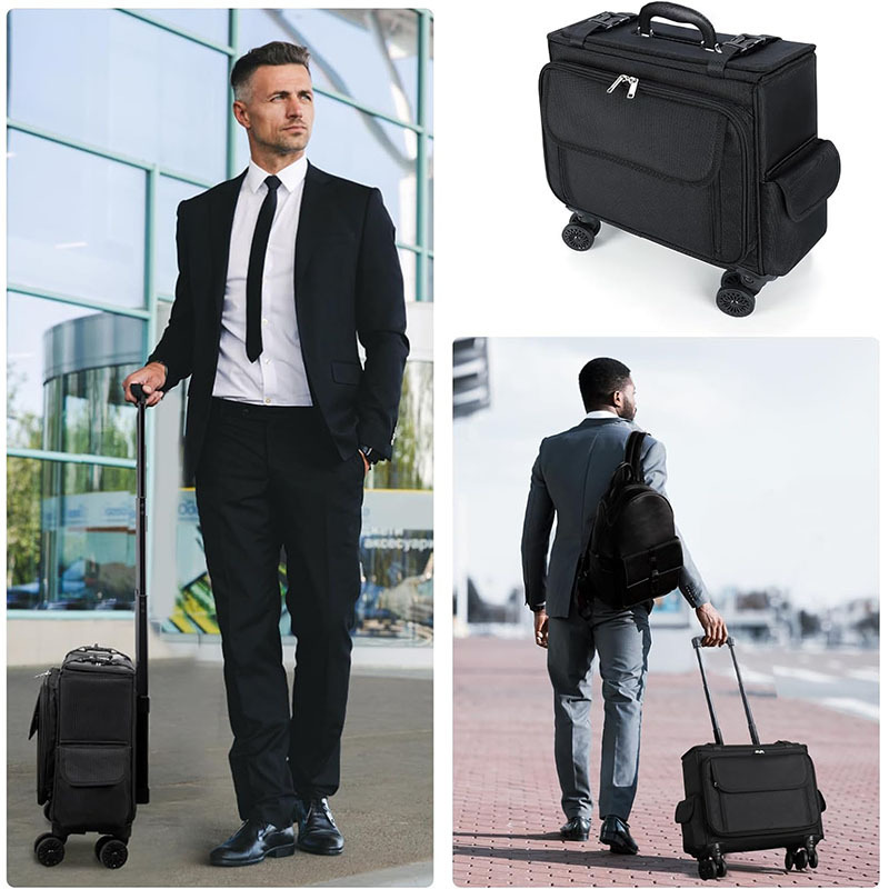 Cross-Border Bestseller 15.6inch Waterproof Rollable Laptop Briefcase with Detachable Rotating Wheels, Compact