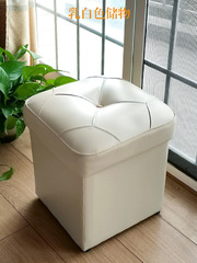 A5L小皮凳子沙發凳收納門口試換鞋擱腳凳方皮墩子茶几凳儲物矮妝
