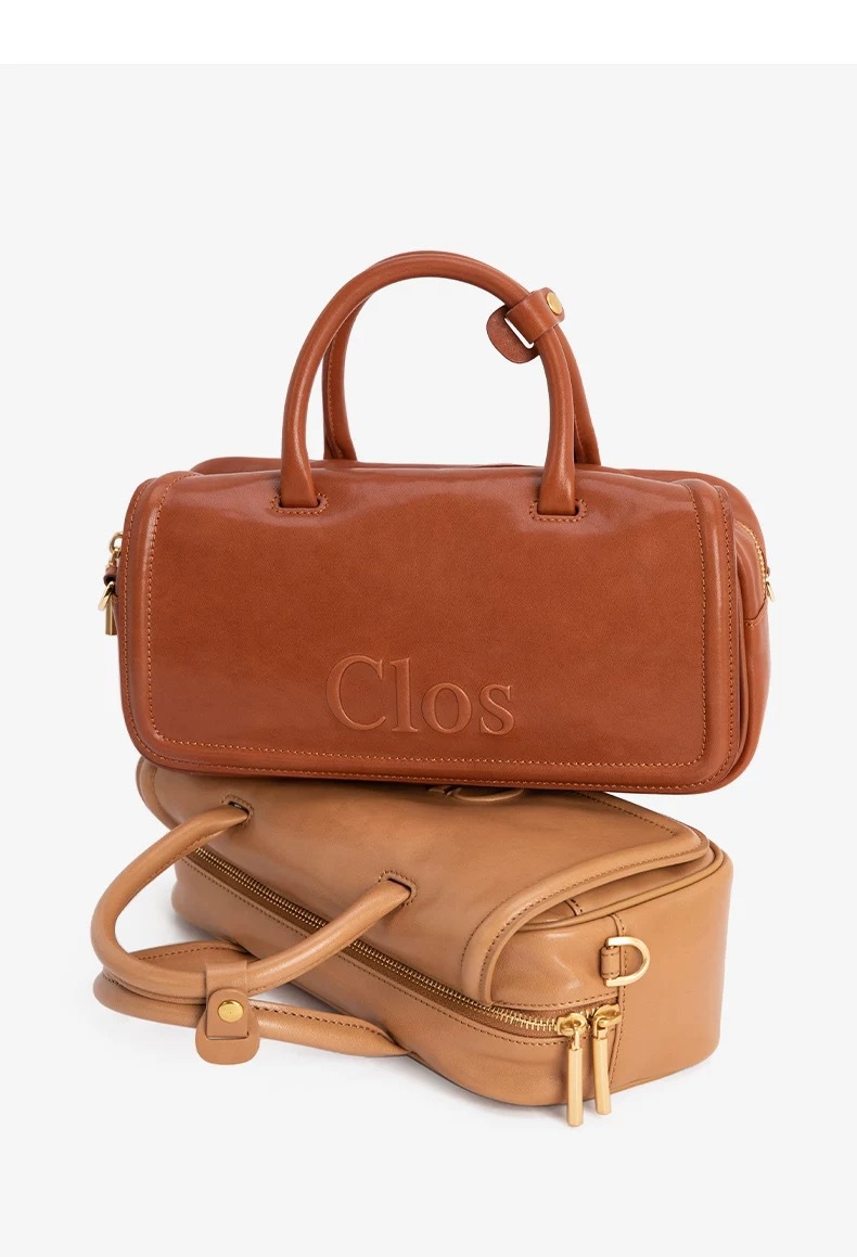 Borsa a spalla in vera pelle retro a cuscinetto da donna_voghion.com