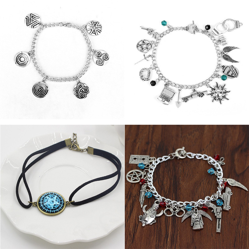 European and American Film and Television Supernatural Evil Force Ghost Evil Spirit Wings Handcuffs Five-pointed Star Enchant Combination Bracelet European and American Film and Television Supernatural Evil Force Ghost Evil Spirit Wings Handcuffs Five-pointed Star Enchant Combination Bracelet