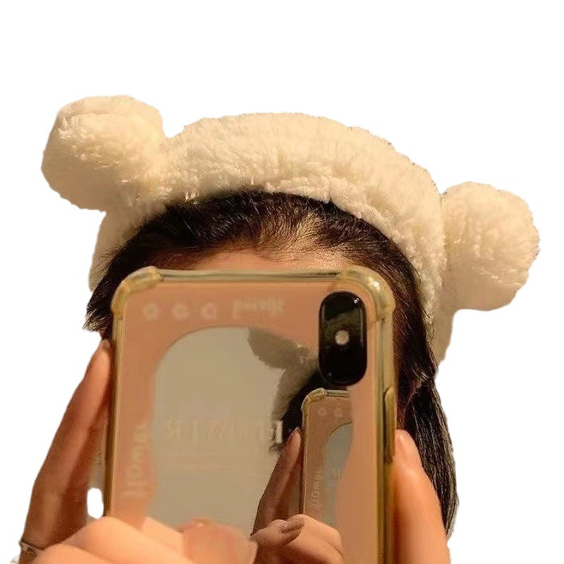 Nuevo ins Oso De La felpa orejas dibujos animados lavado cara maquillaje lindo tocado Internet celebridad chica