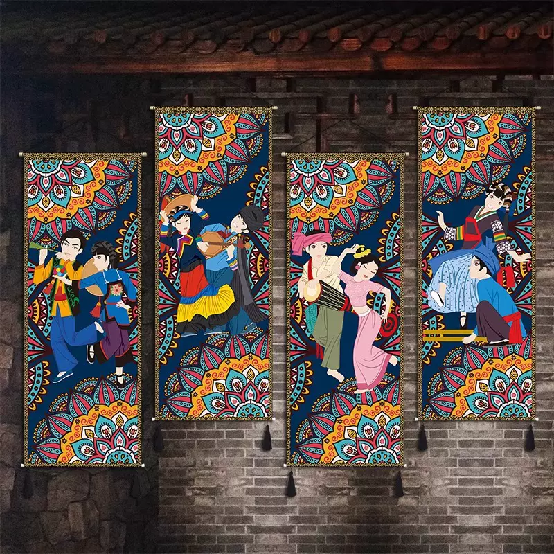 56个民族挂画挂毯民宿酒店宾馆餐厅装饰画墙面布艺挂布遮挡画壁毯