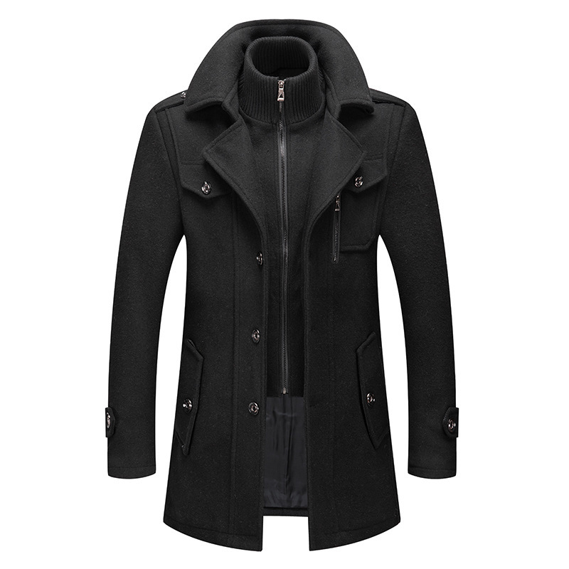 Men's Coat Double Neck Thick Autumn/Winter Super Men's Jacket Collar Men's Woolen Jacket_voghion.com