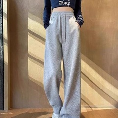 100纯棉薄款香蕉裤女春秋高腰垂感休闲直筒阔腿裤新款窄版运动裤