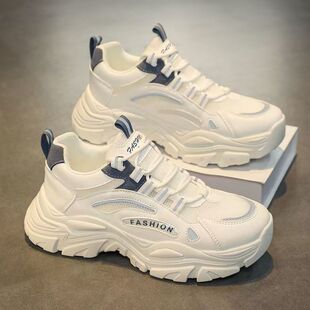 Men's Shoes Summer Mesh Breathable Youth Sports Non-slip Casual Shoes Thick Sole Increased Running White Torre Trendy Shoes