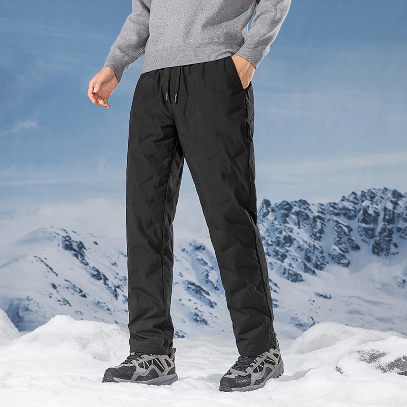 Men's Thick Down Pants 2025 Winter New Style Men's Clothing Middle-aged and Elderly Business Casual Simple Comfortable Warm Long Pants