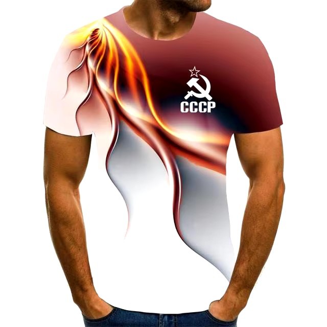 Colorido halo 3D impresión digital spot 2024 moda casual suelto cuello redondo manga corta transpirable camiseta para hombre