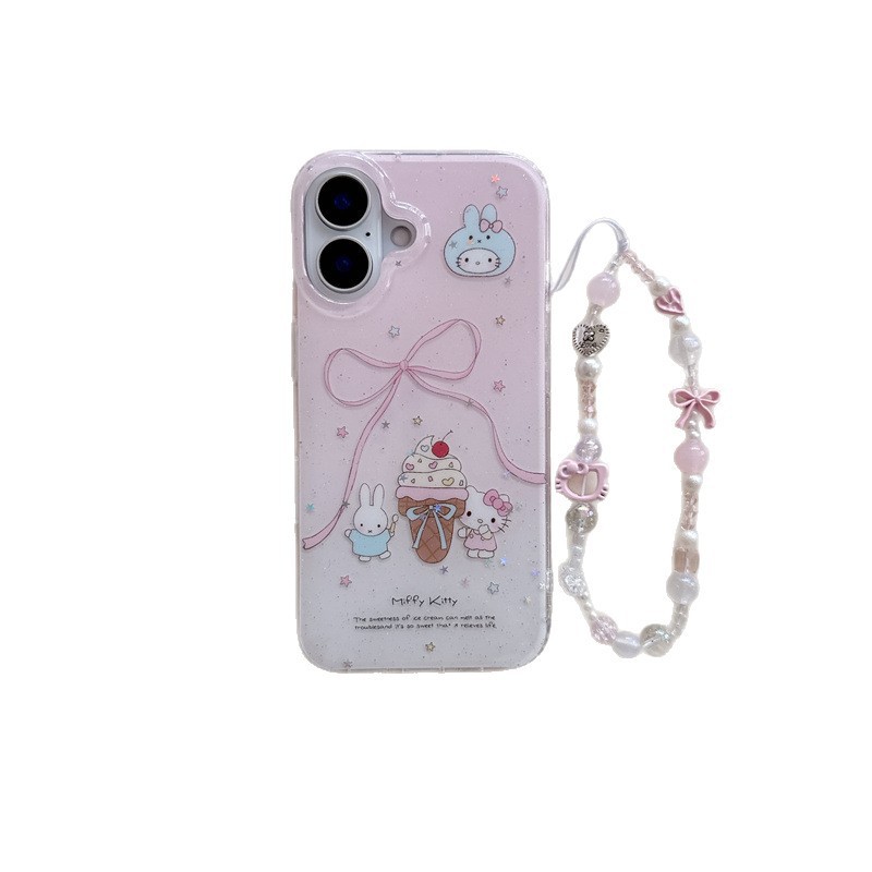 Girl ins brillo helado kt para iPhone16ProMax/15 funda para teléfono móvil Apple 13 cadena 14 nuevo
