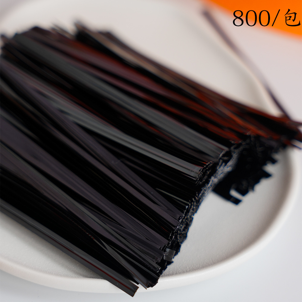 万圣节新款10CM烘焙包装扎带扎丝捆扎线黑扎线铁丝包裝封口绳扎丝