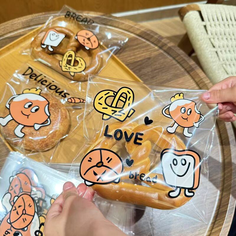 ベーグルパン包装袋ジップロックバッグベーキングトーストクロワッサン粘着サンドイッチ透明スナック袋|undefined