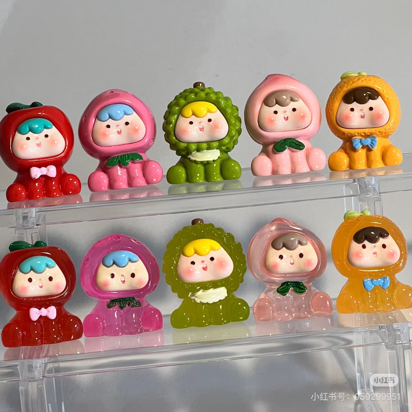 2세대 과일 새끼 귀여운 수지 발광 보석 액세서리 DIY 블라인드 백 페어 키체인 펜던트 블라인드 박스