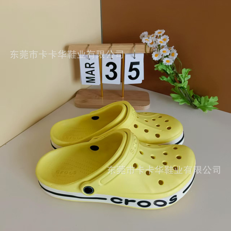 大贝雅cross包头洞洞鞋平底增高时尚镂空透气情侣洞洞鞋|undefined