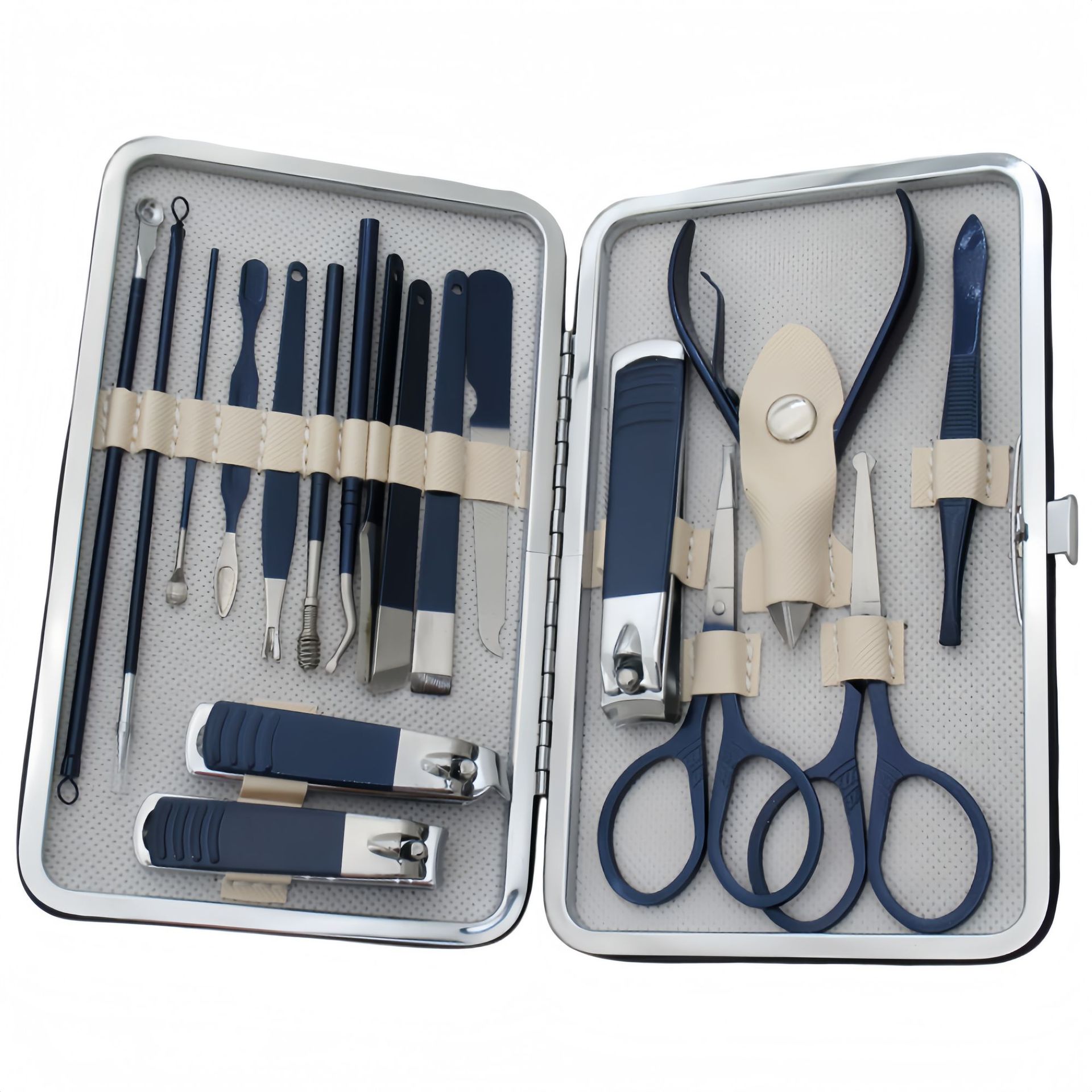 Blue 18-piece dead skin pusher, nail clipper, beauty manicure, nail clipper, pedicure knife, manicure scissor tool LOGO