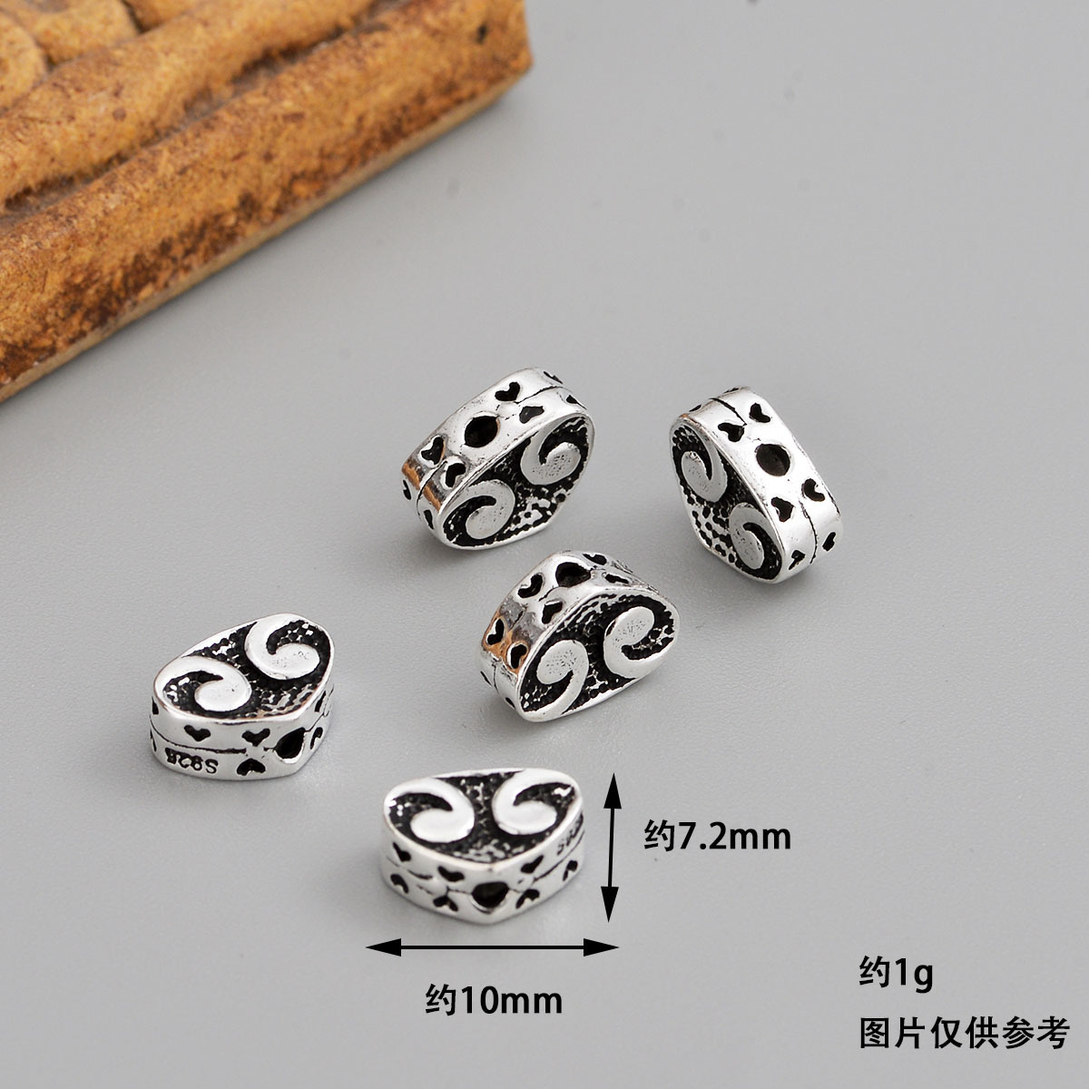 S925 Sterling Silver DIY Jewelry Accessories Silver Jewelry Auspicious Cloud Pattern Spacer Beads for Crafts and Bracelets Cloud Elements