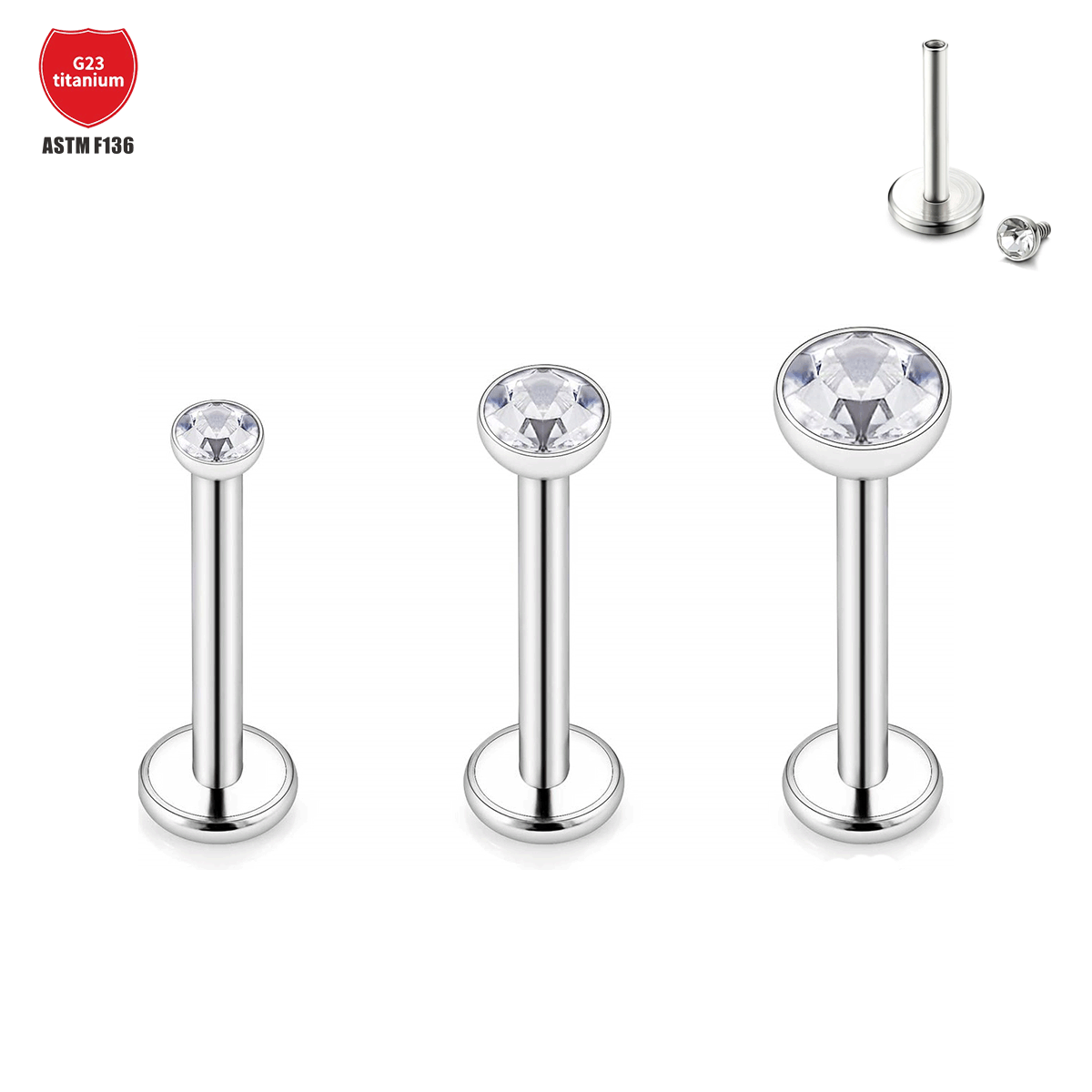Pointed titanium steel lip stud product view