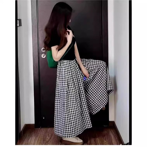 Wide-leg Denim Skirt Set for Plus Size Women - Summer Thin High-Waisted Fashion 9/10th Length Skirt