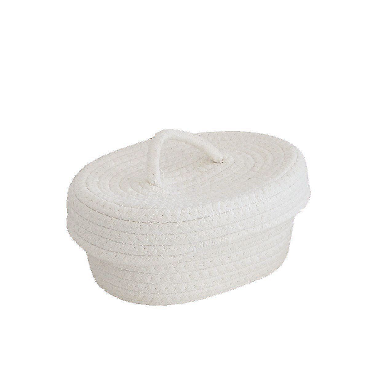 Caja de almacenamiento a prueba de polvo de escritorio simple hilo de algodón hecho a mano teléfono móvil cosméticos artículos diversos canasta de almacenamiento merienda aguja hilo de almacenamiento canasta