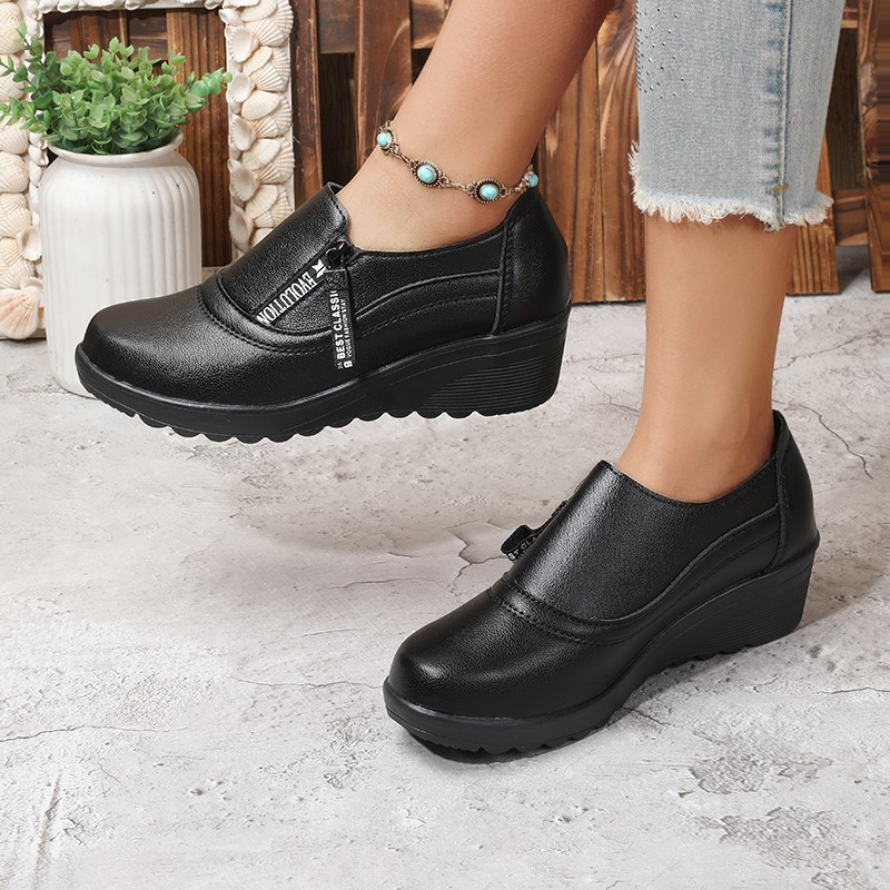 Comercio exterior2026 zapatos de trabajo de verano de base suave zapatos de cuero suave zapatos de muffin anti-derrapante perezoso zapatos de cuero