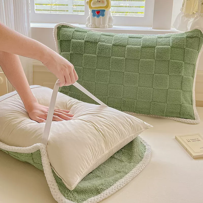 绑带固定枕巾一对装耐脏不起球防脱落枕头巾防头油枕头盖巾