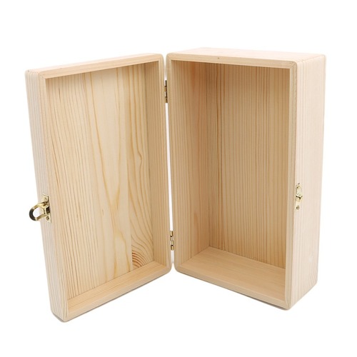 Rectangular wooden storage box, hinged solid wood gift box, creative lockable storage box