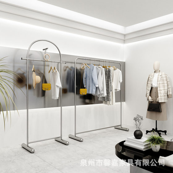 Clothing Store Display Rack Display Props Men's Clothing and Women's Clothing Store Special Nakajima Shelf Stainless Steel Floor-to-Floor Hanger