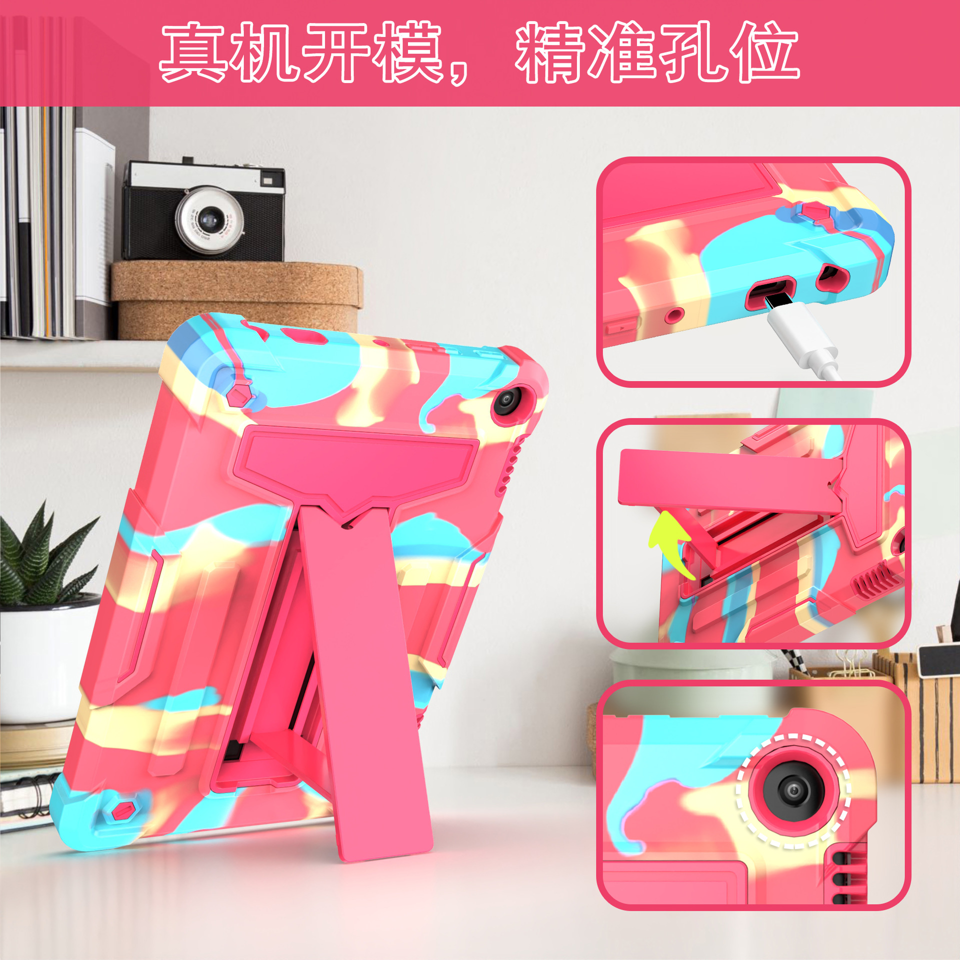 New Model Suitable for Amazon Firehd8/10 Anti-Fall Case with Stand Tablet Computer Airbag Protective Cover for Heat Dissipation