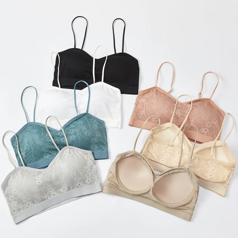 Красивый бюстгальтер на спине, нижнее белье, женская спортивная внутренняя одежда, верх с защитой от бега, легкая трубка, цельный кружевной слинг для девочек, бюстгальтер без оправы