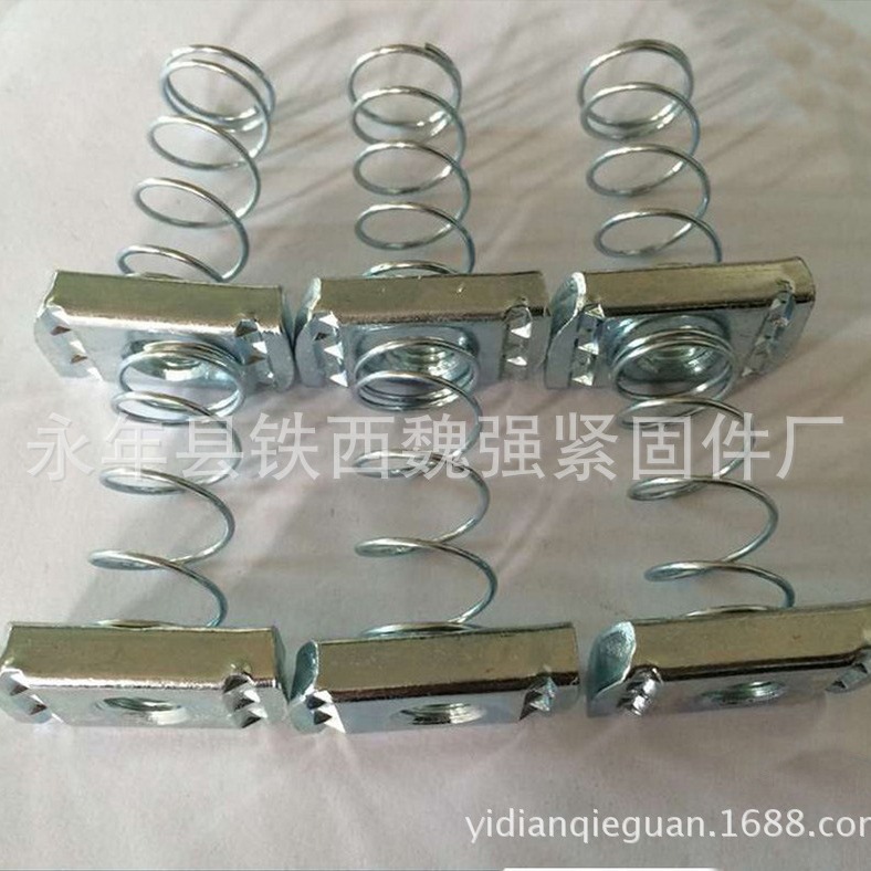 弹簧螺母 镀锌菱型塑翼螺母弹簧锁扣方形 抗震配件光伏螺母配件