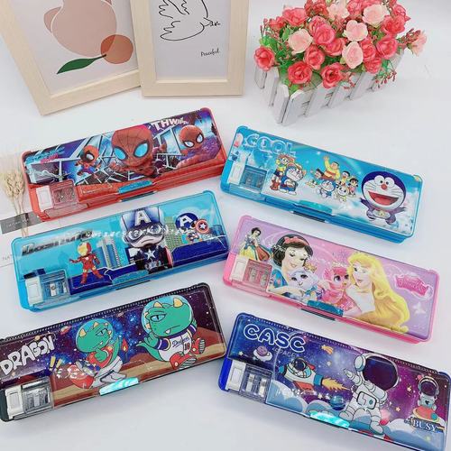 Cartoon Collection Double-Sided Pencil Case Student School Supplies Organizer Math Rhymes Cute Gift for Children