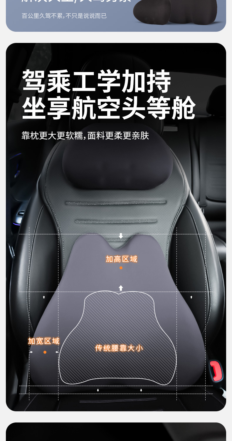 Memory Foam Car Slow Rebound Cushion Lumbar Support Car Cushion Headrest Neck Protector Car Pillow Pillow Seat Cushion