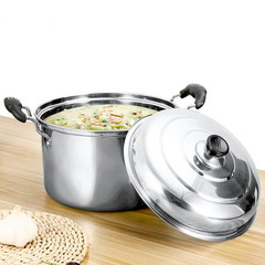 不繡鋼湯鍋24cm大號家用加深電磁爐專用平底大容量蒸煮煲燉鍋加厚