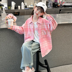 Girls Spring Outfit Shirt Children's Clothing 2024 New Stylish Girl Long Sleeve T-shirt Spring and Autumn Season Jeans Three-Piece Set