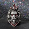 European and American retro lion head rings Men's opening crown Crown Lion King Simba rings cross -border explosion