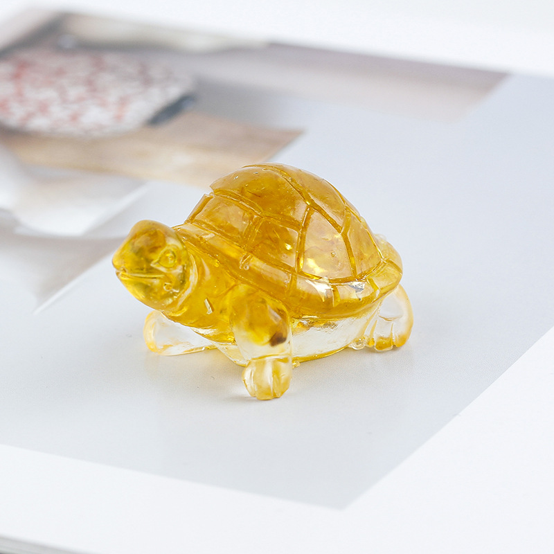 Cristal natural Animal Cristal blanco Cute Little Turtle Decoración creativa Adornos de escritorio Artesanías Decoración de coche